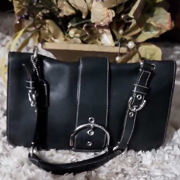 Coach Handbags - vintage Coach Soho Flap Shoulder Bag, style number 9741, in black leather